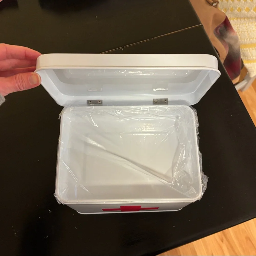 White First Aid Tin with Red Cross